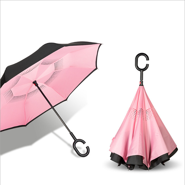 New Design Double Sided Custom Printed Logo Reverse Inverted Upside Down Rain Umbrella For Gift