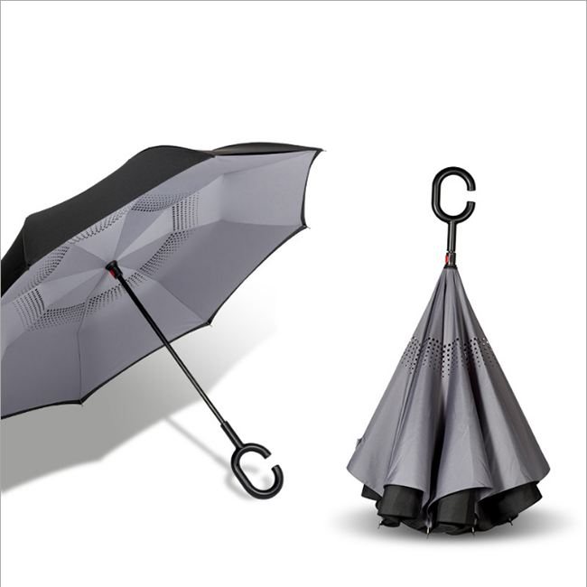 New Design Double Sided Custom Printed Logo Reverse Inverted Upside Down Rain Umbrella For Gift