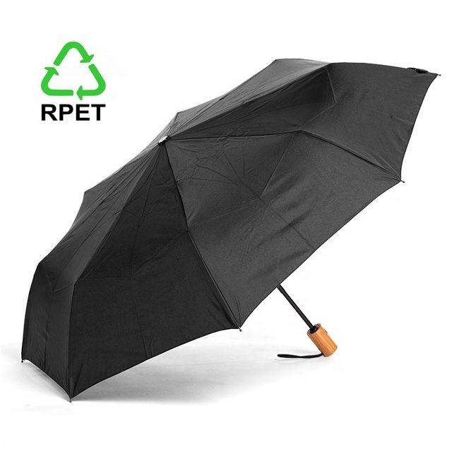 New for Hot Eco Friendly RPET Plastic Fabric 2021 Automatic umbrellas Compact Windproof Folding Umbrella