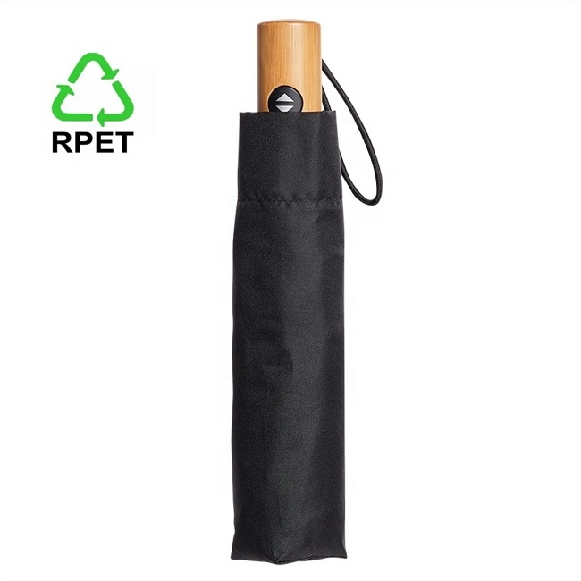 New for Hot Eco Friendly RPET Plastic Fabric 2021 Automatic umbrellas Compact Windproof Folding Umbrella