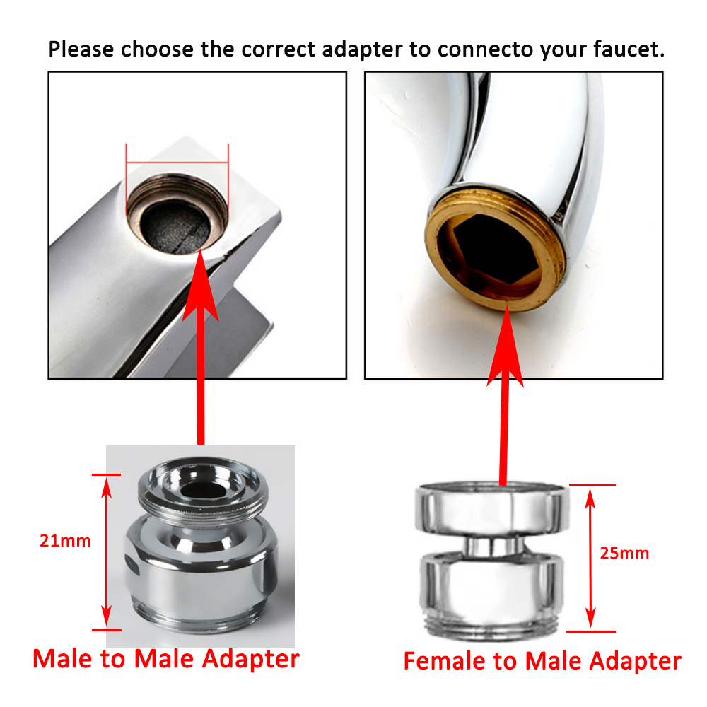 360 Degree Rotate Adjustable Bathroom Kitchen Sink Tap Bubbler Adapter Swivel Faucet Head Male Thread Adapter