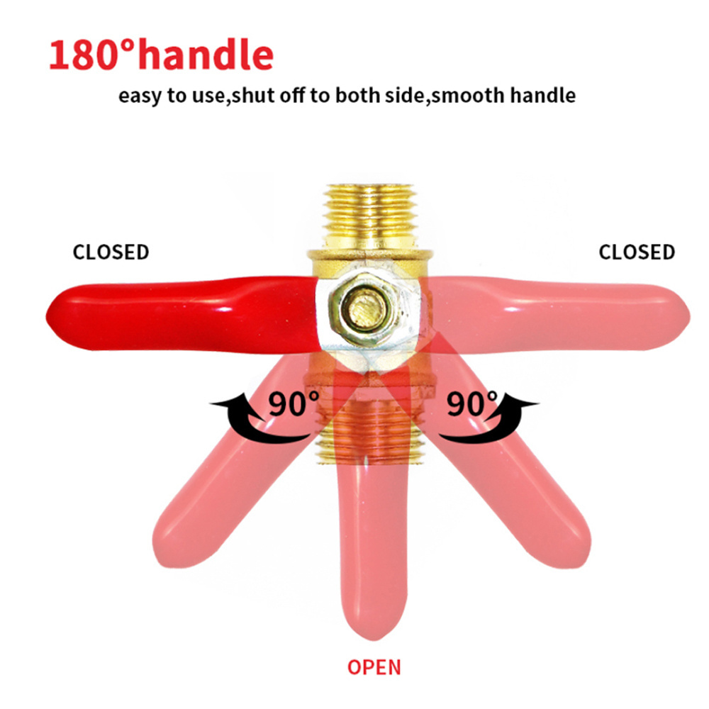 180 Degree Operation Handle 6mm Hose Barb Connector Brass Ball Valve Shut Off Valve Switch Pipe Fitting