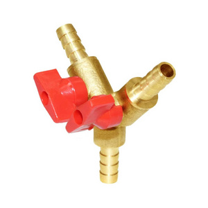 8mm (5/16") 3 Way Split Hose Shut Off Valve Fitting Fuel Gas Clamp Kit Brass Y Shaped Type Ball Valve Connector