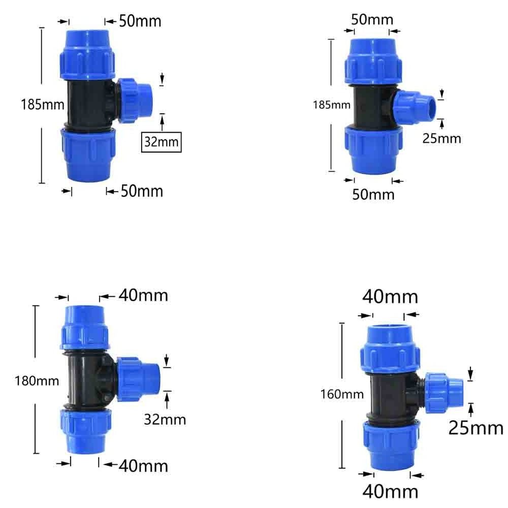 50 x 40 x 50mm Switch Water Splitter for Reducing PE Valve coupling Irrigation reducing water tap Hose splitter Pipe splitter