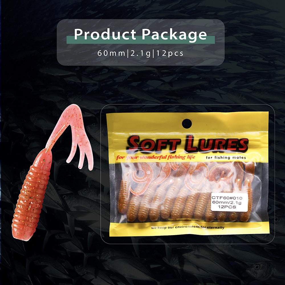 Cheap Wholesale Soft PVC Silicone Fishing Curly Lure For 1.5-7g Ball Jig Heads Sinking Casting Squid Scent Flavor Soft Worm Bait