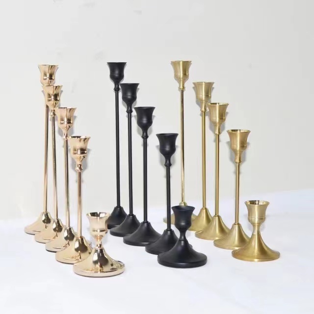 Other Retro Brass Stemmed Dores Silver Stick Candlestick Decorating Gold Taper Pillar Candle Stick Holders For Candles