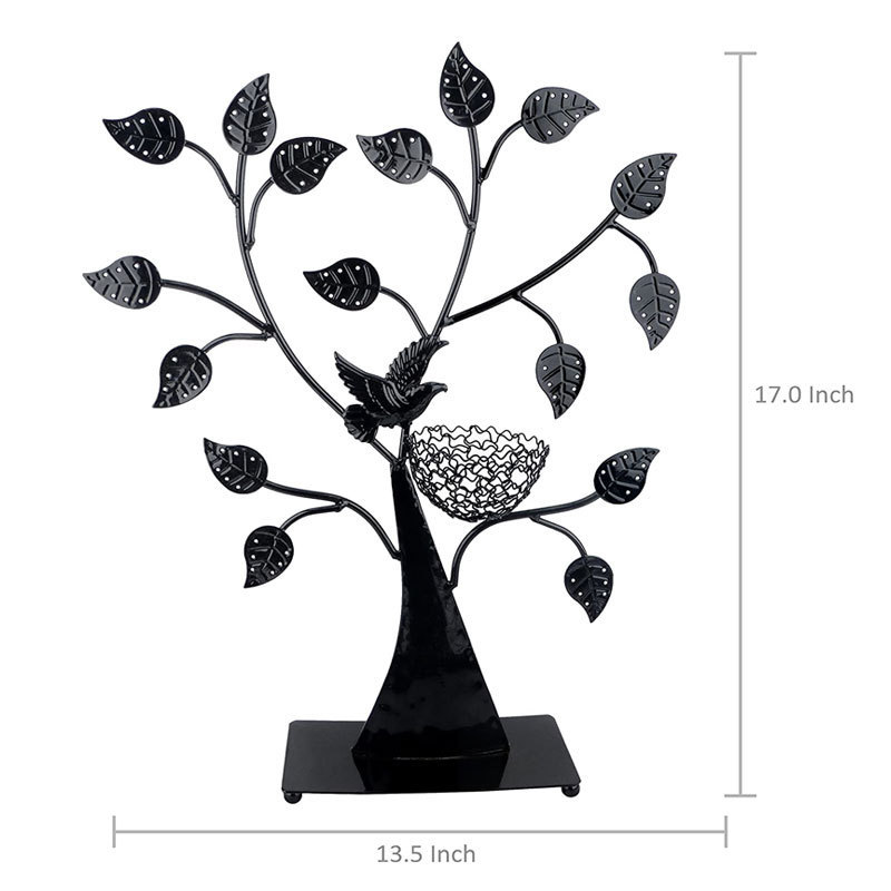 Jewelry Tree Bird Nest Black Table Top Decor 48 Pair Earrings Holder/Bracelets Necklace Organizer Stand Display Tower