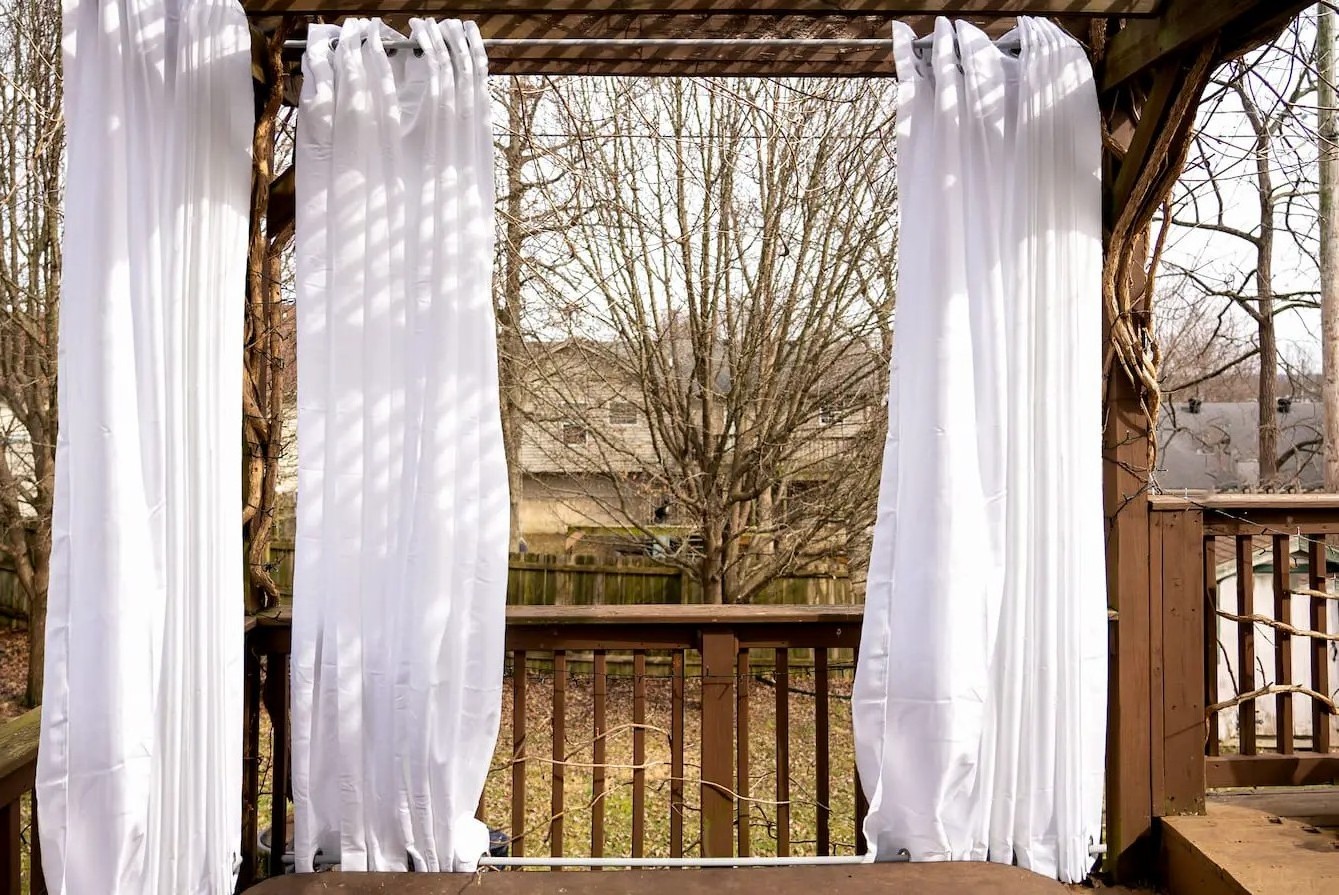 Hot selling outdoor solid curtain waterproof polyester fabric blackout curtain gazebo privacy curtain factory wholesale