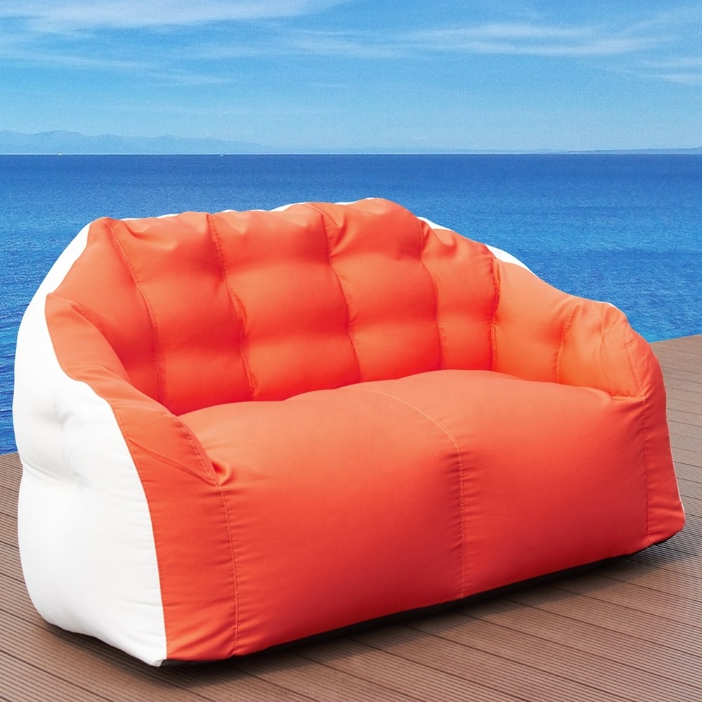 Outdoor No Frame Structure 2 Seats Waterproof UV Resistant Garden Patio Lounge Bean Bag Sofa Furniture Set