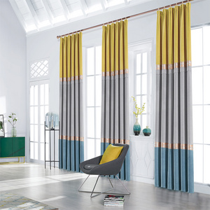 Chinese supplier customized dyed velvet Hotel project blackout curtain  three-tone patchwork floor curtain