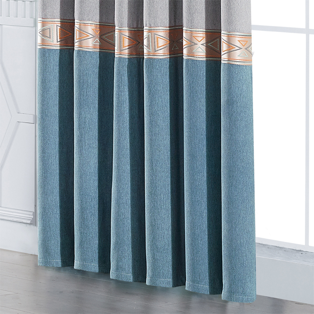 Chinese supplier customized dyed velvet Hotel project blackout curtain  three-tone patchwork floor curtain