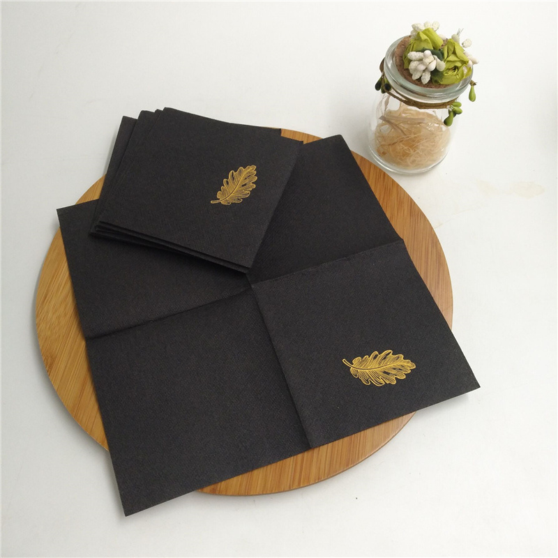 Napkin Tissue Paper Napkins & Serviettes Airlaid Paper China with Customized Design 2024 Wholesale Air-laid Black Printed 1 Ply