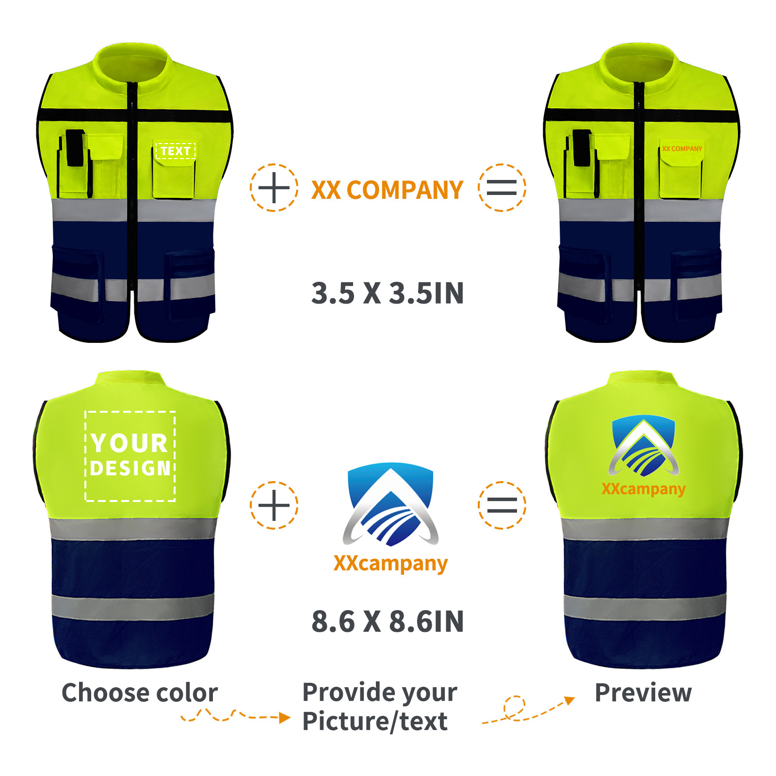 Customized LOGO Outdoor Construction Reflective Safety Vest HI VIS Reflective Strip Engineer Work Safety Clothing with Pockets