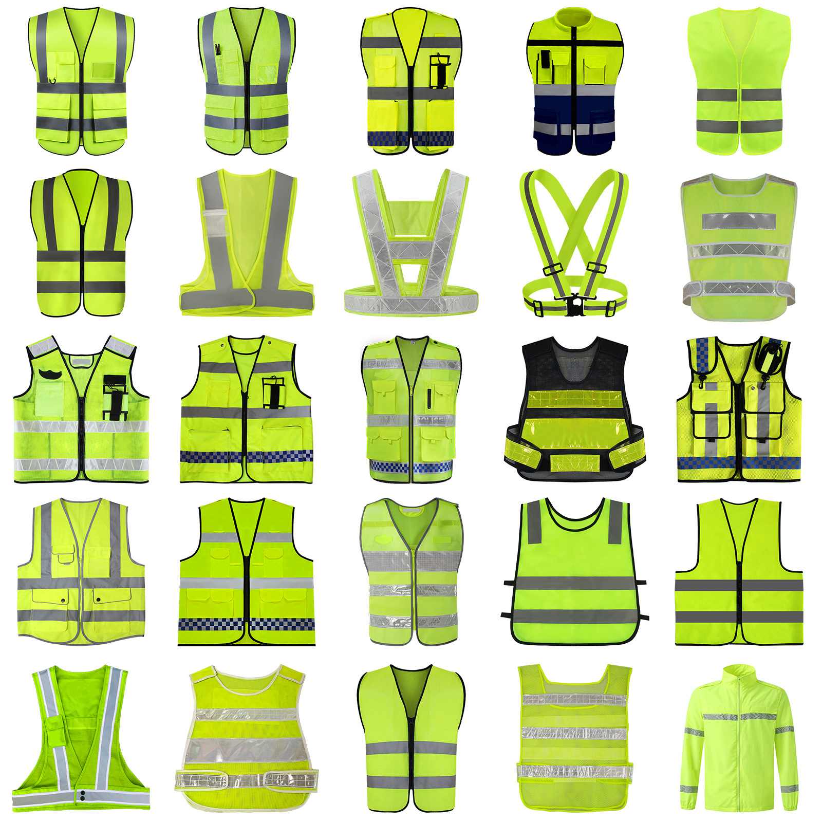 Wholesale custom Hi Vis reflective vest outdoor safety vest construction safety vest with pockets sleeveless reflective clothing