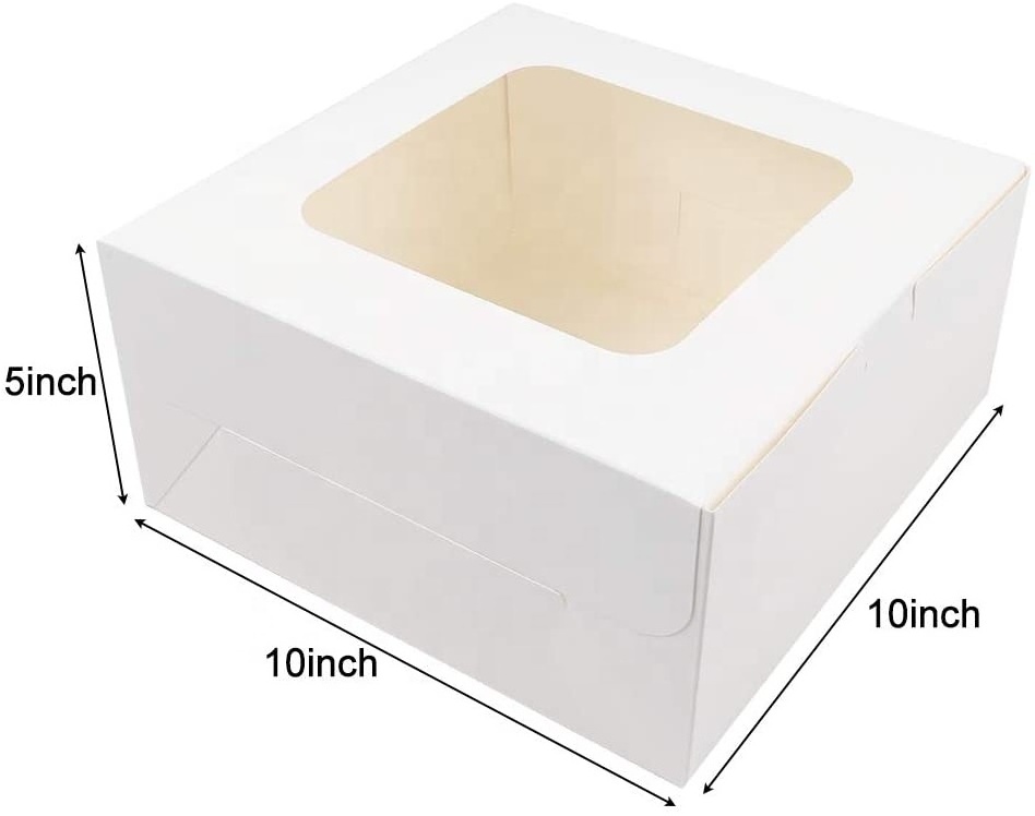 24pcs 10x10x5 Inches White Bakery Boxes with Window Cake Box for Pastries, Cookies, Pie, Cupcakes