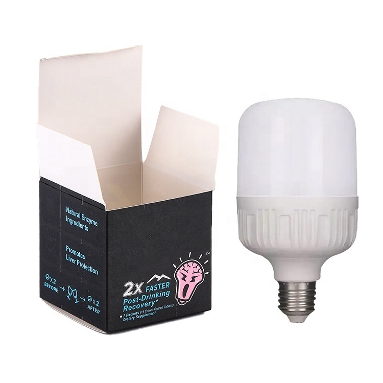 Customized black color printed high quality LED bulb light paper card box packaging