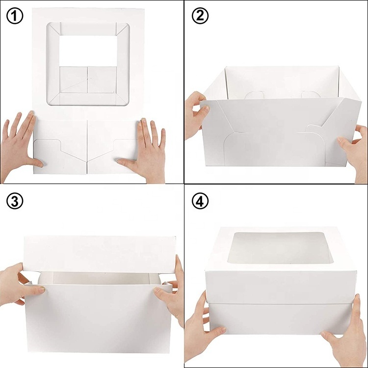 Quick Shipping Baking Gift Packaging Boxes Foldable White Bakery Wedding Cute Paper Cake Box With Window For Pastries Cookie