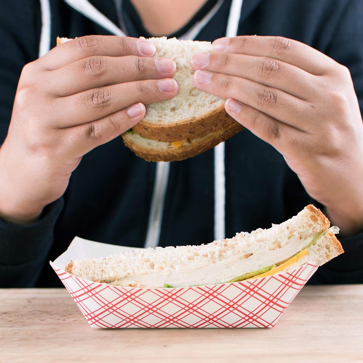 Disposable Paper Food Tray for Carnivals, Fairs, Festivals, and Picnics. Holds Nachos, Fries, Hot Corn Dogs, and More! - 2.5-Pou