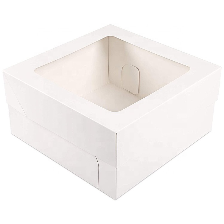 Quick Shipping Baking Gift Packaging Boxes Foldable White Bakery Wedding Cute Paper Cake Box With Window For Pastries Cookie