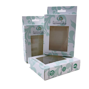 wholesale custom hang tab gift boxes cardboard clear PVC window hanging box packaging