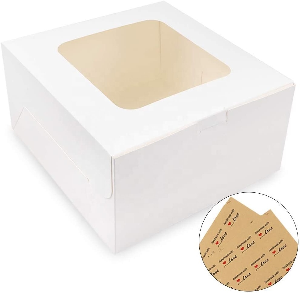 24pcs 10x10x5 Inches White Bakery Boxes with Window Cake Box for Pastries, Cookies, Pie, Cupcakes