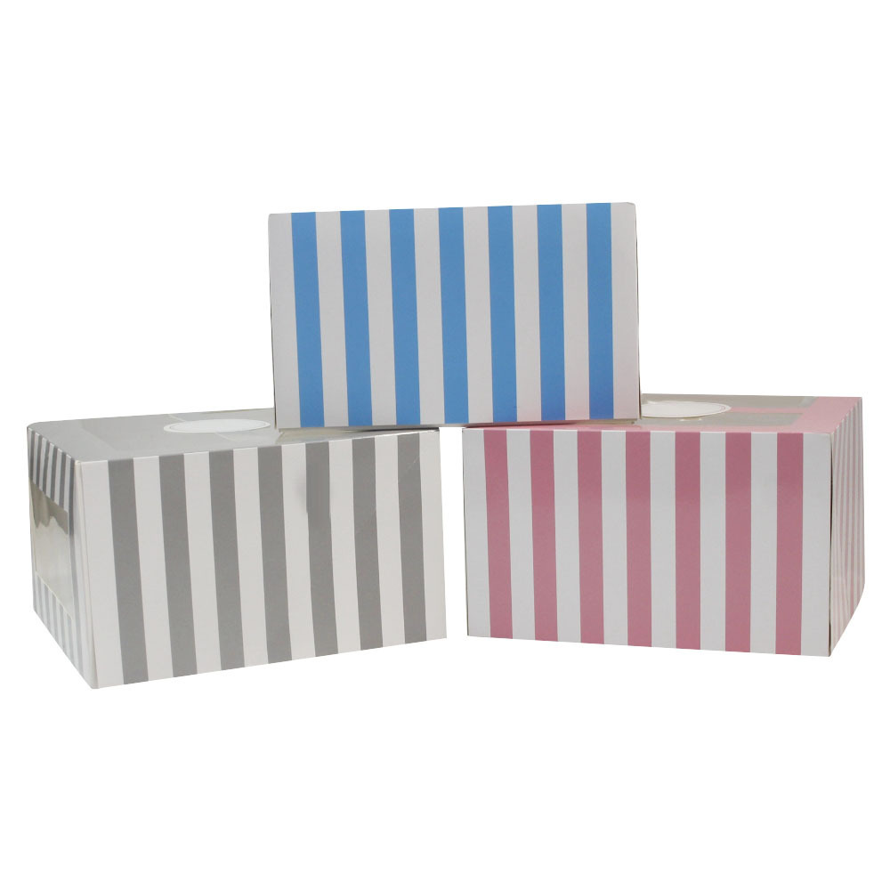 Wholesale sales reasonable price cake cardboard paper box eco friendly colorful striped cake box big size with window