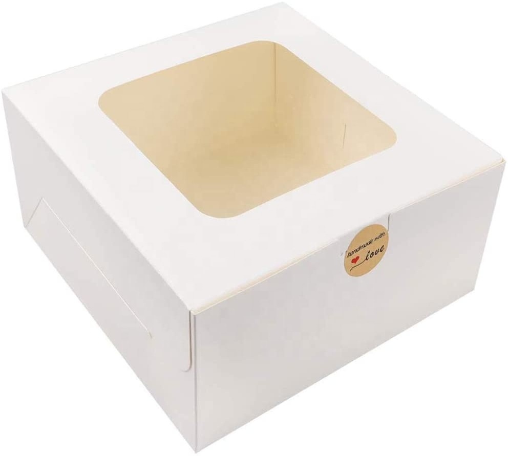 24pcs 10x10x5 Inches White Bakery Boxes with Window Cake Box for Pastries, Cookies, Pie, Cupcakes