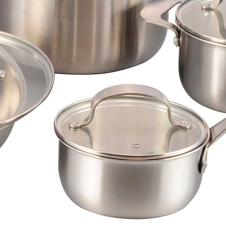 Home 8 PCS Tri-Ply Cookware Sets Stainless Steel Cooking Pot Sets Nonstick Cookware Sets