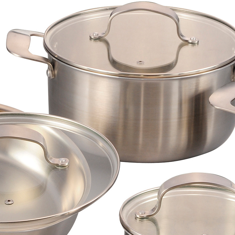 Home 8 PCS Tri-Ply Cookware Sets Stainless Steel Cooking Pot Sets Nonstick Cookware Sets