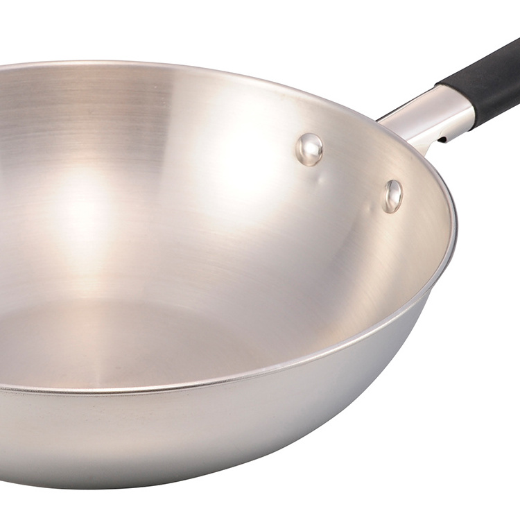 China Supply Cookware 28 Inch Matt Finish Stainless Steel Chinese Wok Pan