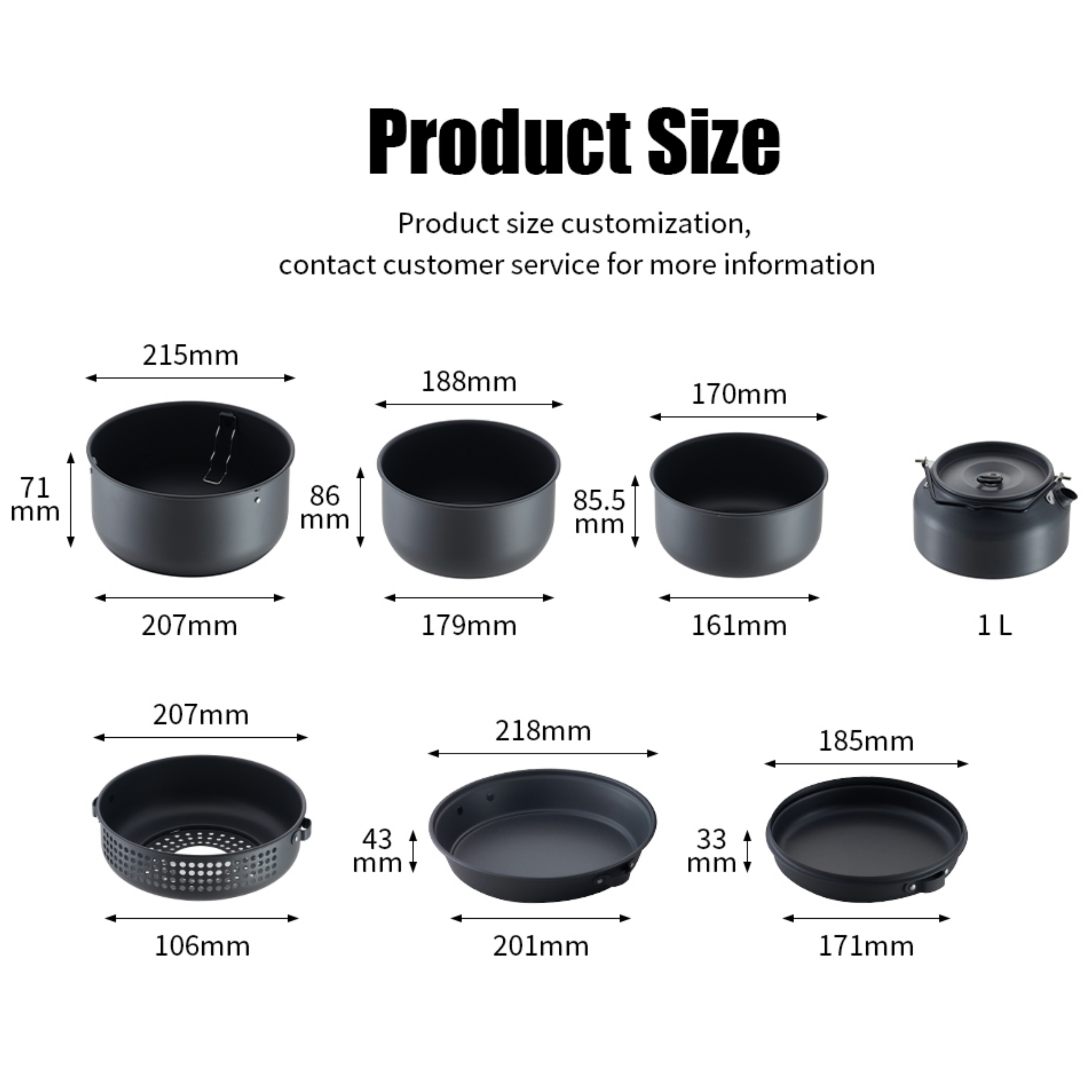 Wholesale Hard Anodized Outdoor Camping Pot Pan Set Foldable Camping Cookware Mess kit