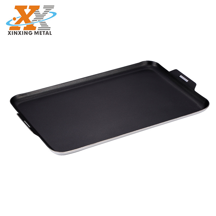 High Quality Camping Cookware Black Non Stick Aluminum Flat Grill Pan