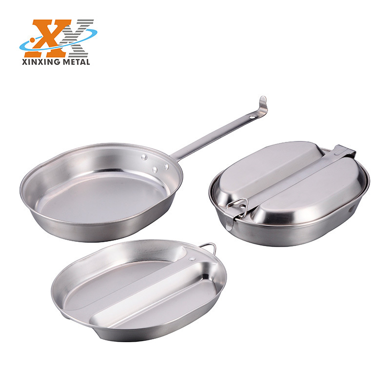 Factory Direct Stainless Steel Mess Tin Egg Shape Mess Kit Lunch Box