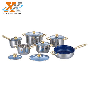 New Products Kitchen Pots 12Pcs Stainless Steel Non-Stick Cookware Sets Colorful Nonstick Cookware Sets Non Stick Cookware Set