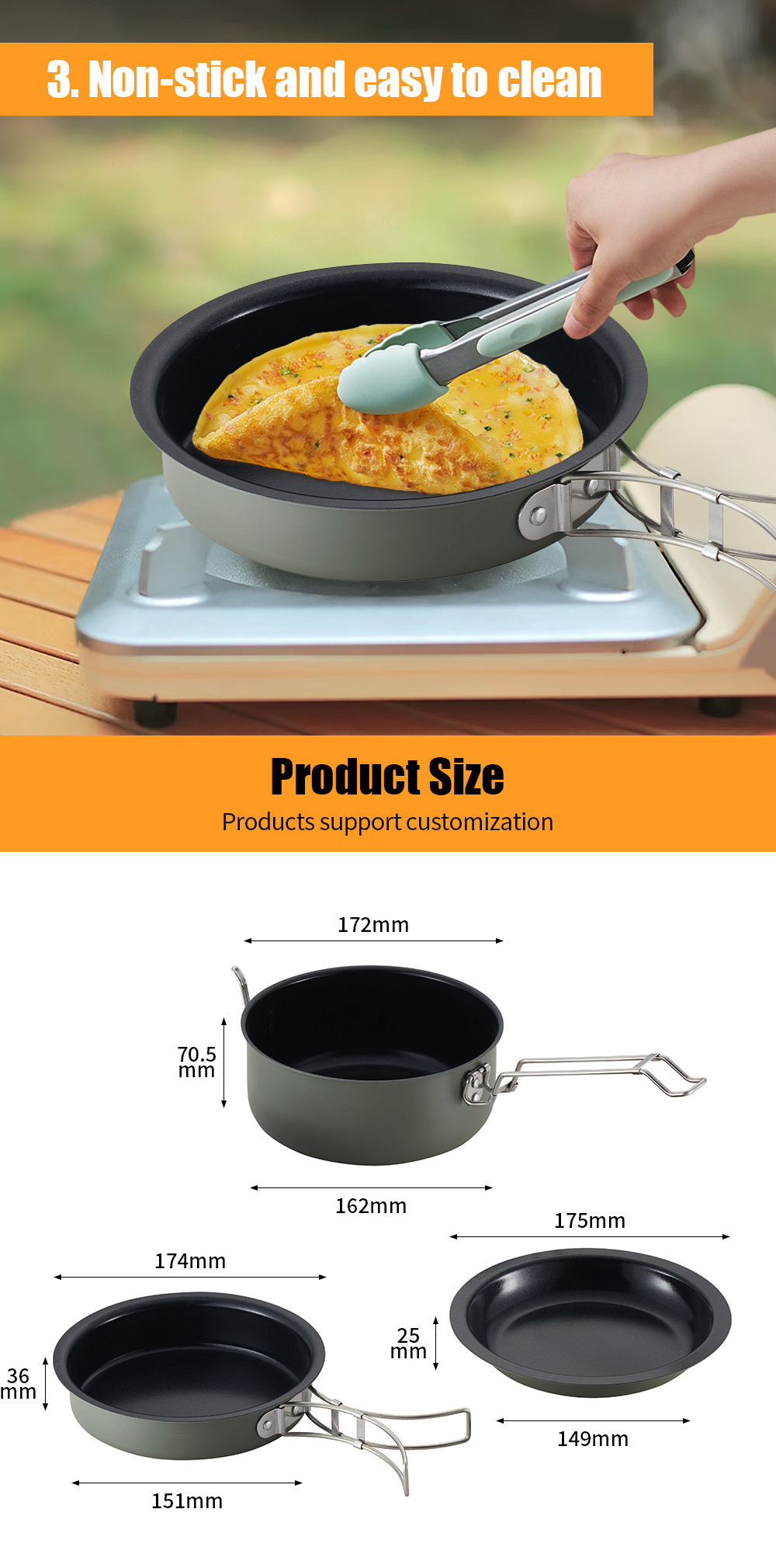 Camping Cookware Mess Kit Outdoor Cookware Set  Lightweight Compact Cooking Set for Picnic Hiking Camping Travel