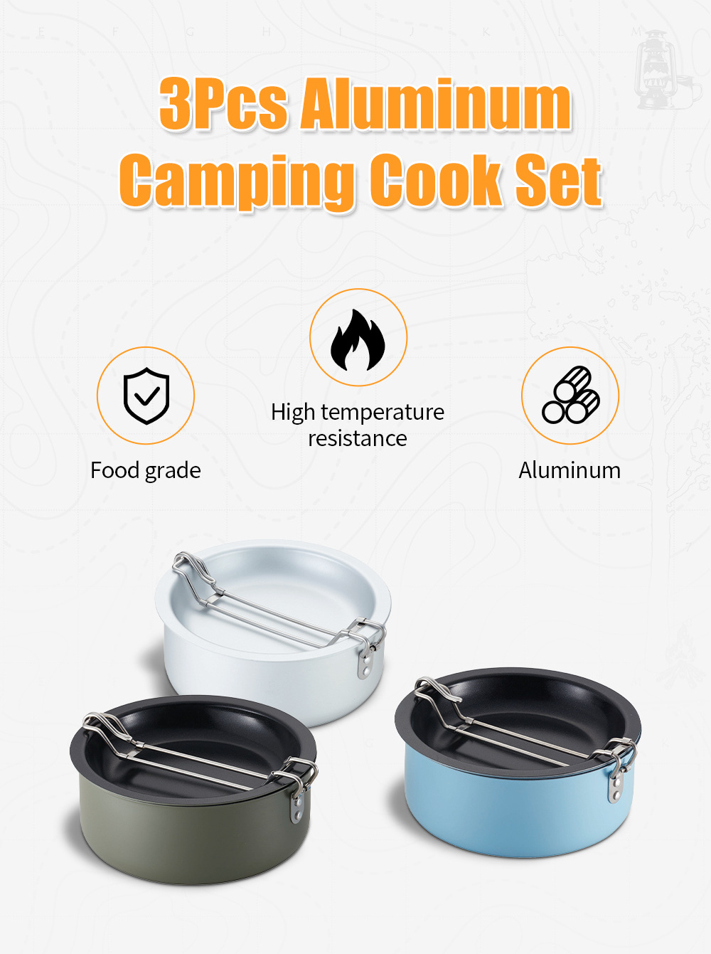 Camping Cookware Mess Kit Outdoor Cookware Set  Lightweight Compact Cooking Set for Picnic Hiking Camping Travel