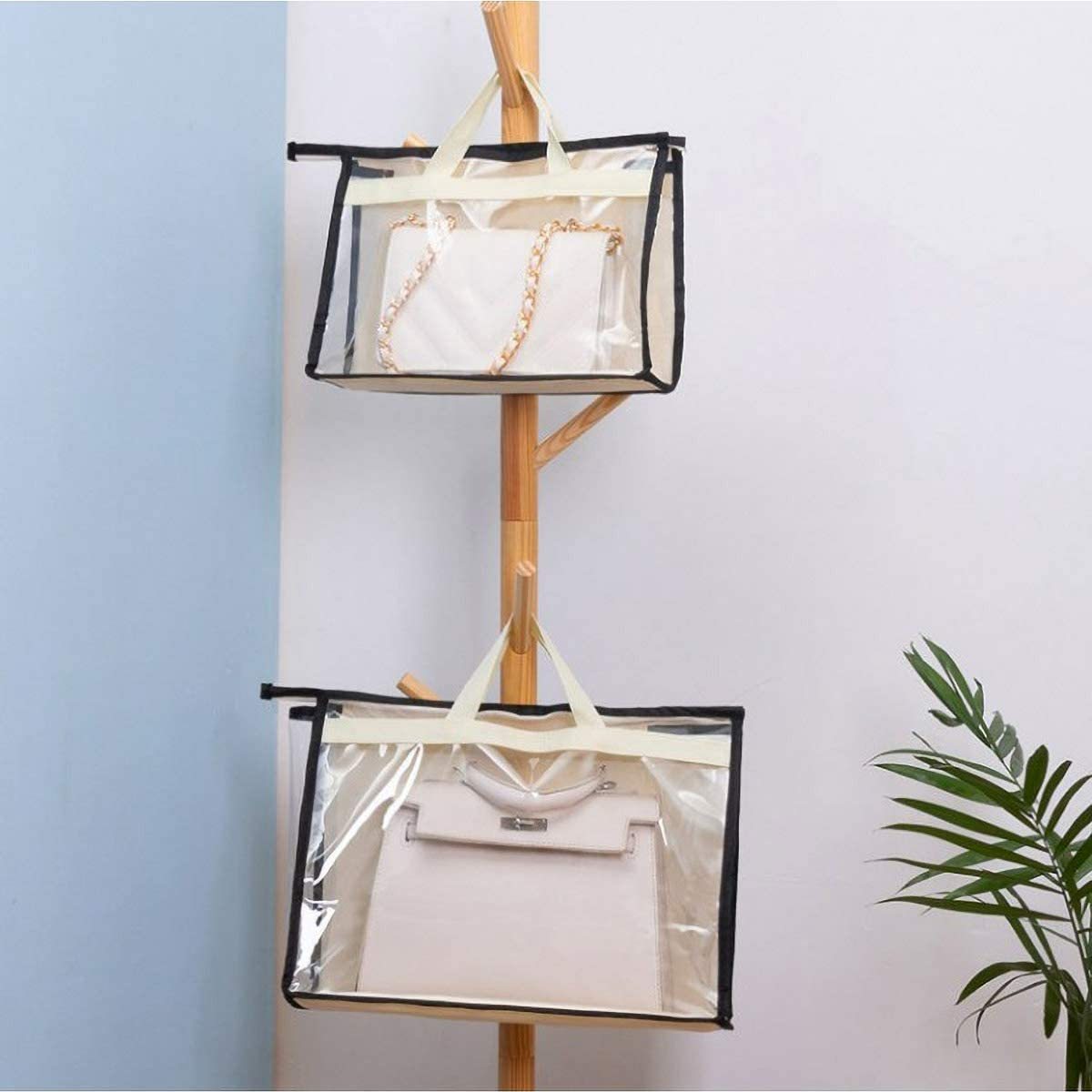 Wardrobe Hanging Handbag Cover with Zipper Handbag Purse Storage Organizer Transparent Dust-Proof Storage Bag Organizer