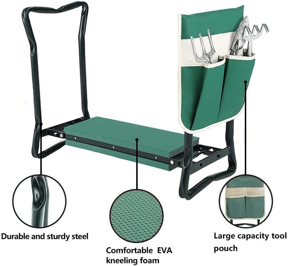 Garden Kneeler Seat with Upgraded Thicken Kneeling Pad Multi-functional Gardening Kneeling With Tool Bag Garden Stool Kneeler