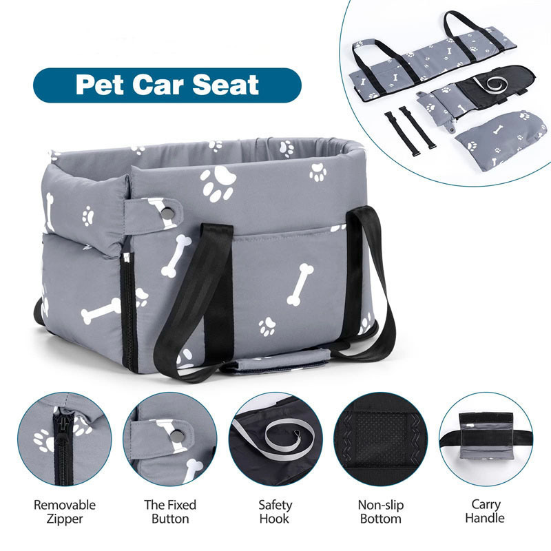 Dog Car Seat Center Console Dog Car Seat on Car Armrest with Safety Tethers  Dog Cat Booster Seat for Small Pets