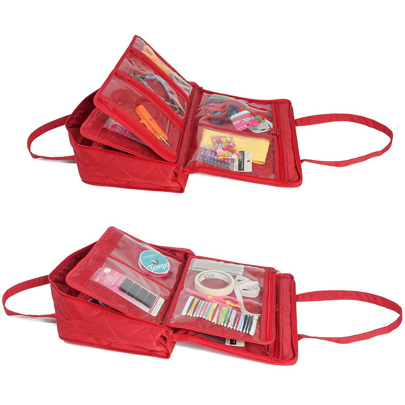 High quality sewing kit storage bag Portable home accessories organizers for sewing Multi Functional red storage bag