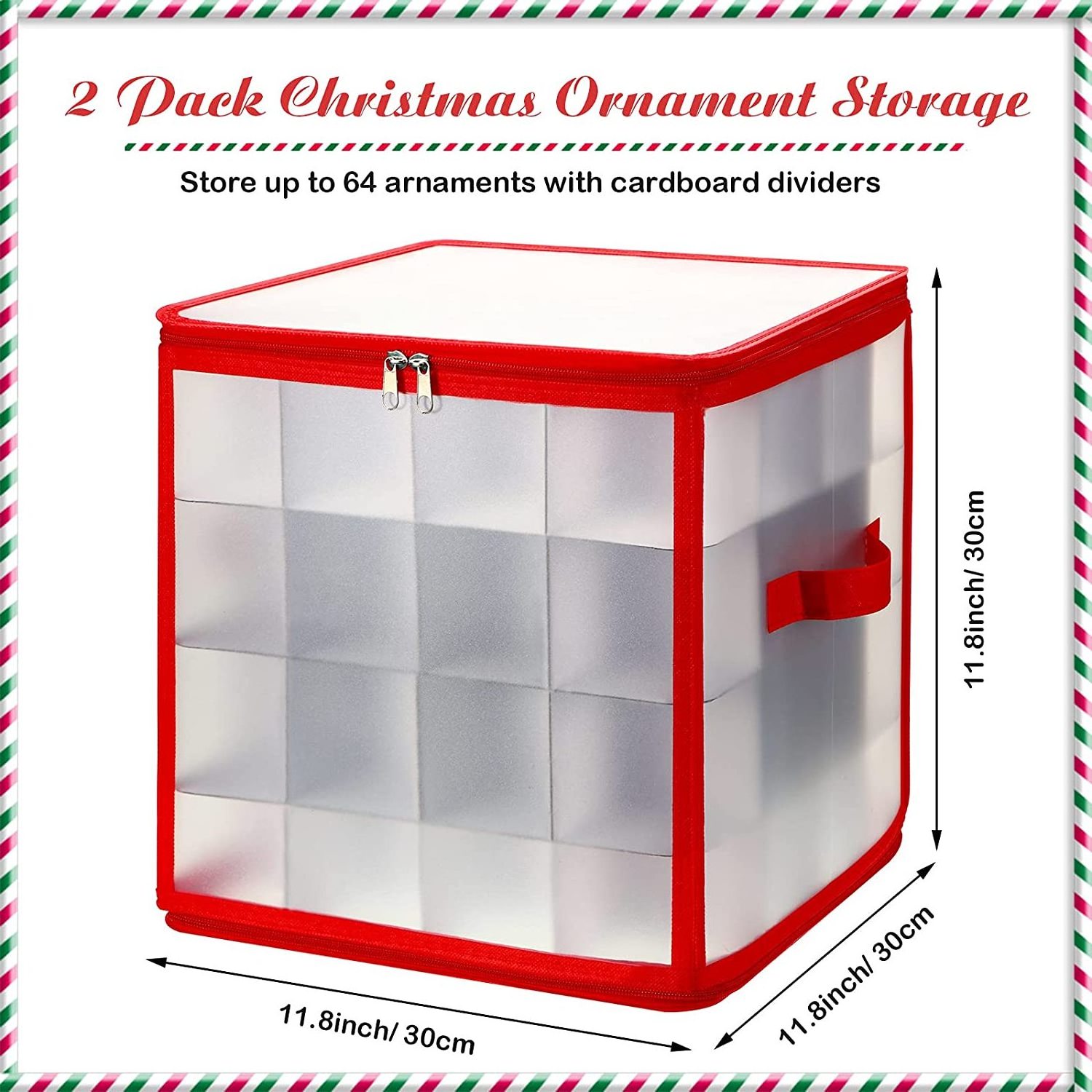 Christmas Ornament Storage Container with Zippered Closure Dividers 128 Compartment Storage Box Christmas Ornament Box