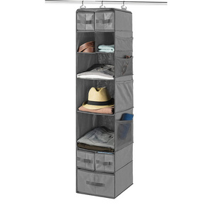 9 Shelf Hanging Closet Organizer with 5 Drawer Organizers Dorm Room Closet with Foldable Cube Hanging Closet With Storage Bins