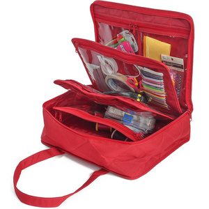 High quality sewing kit storage bag Portable home accessories organizers for sewing Multi Functional red storage bag