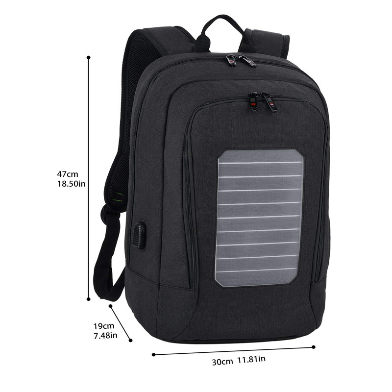 Factory wholesale USB charging port waterproof travel laptop solar power backpack