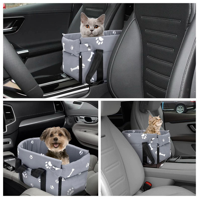 Dog Car Seat Center Console Dog Car Seat on Car Armrest with Safety Tethers  Dog Cat Booster Seat for Small Pets