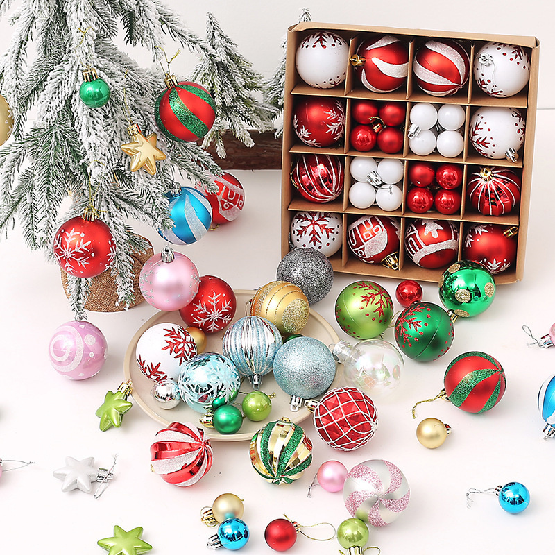 Mixed Christmas Ball Ornament Red White Gold Xmas Tree Hanging Bauble Pendants Christmas Decorations