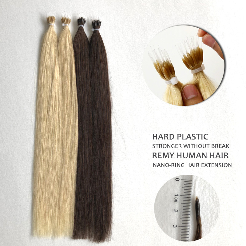 Micro beads human hair extension long lasting hard plastic tip nano ring hair extension