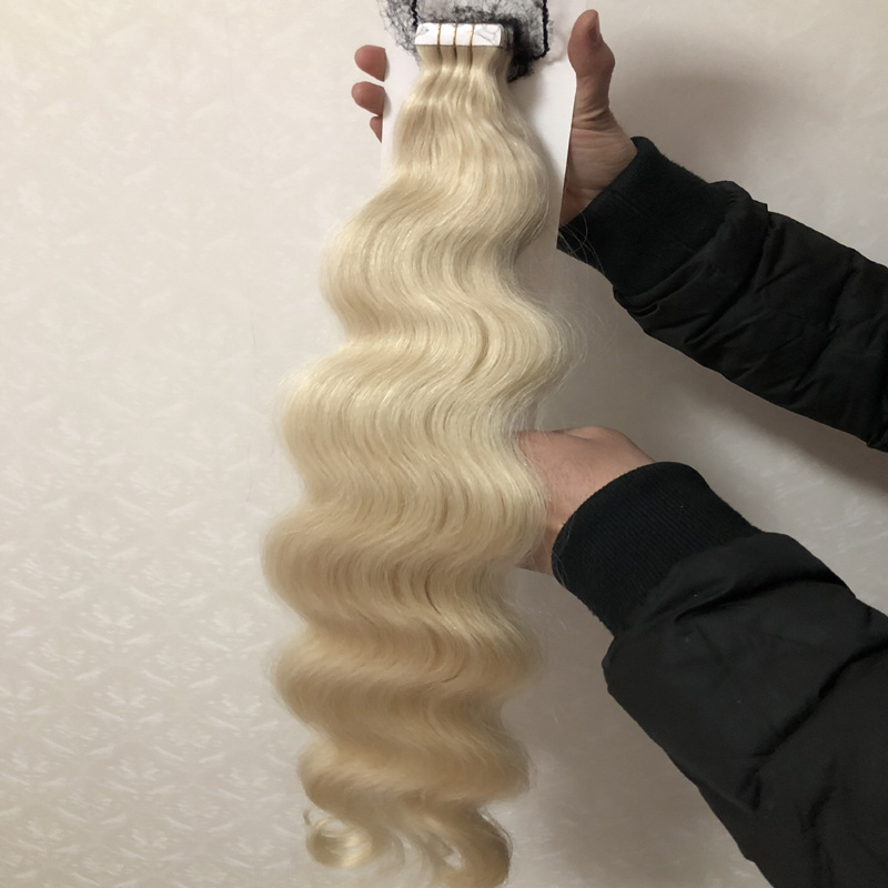 Double drawn tape hair extensions free sample hair bundles straight tape in remy hair extension