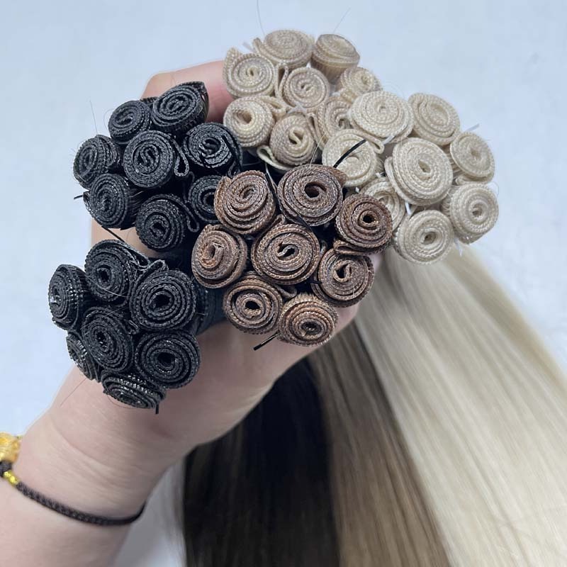 2022 new product cuticle aligned human hair extensions invisible flat genius hybrid micro machine weft for hair salons