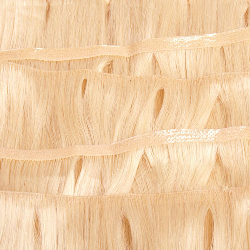 Double drawn blonde indian remy hair extension seamless hand tied skin pu weft